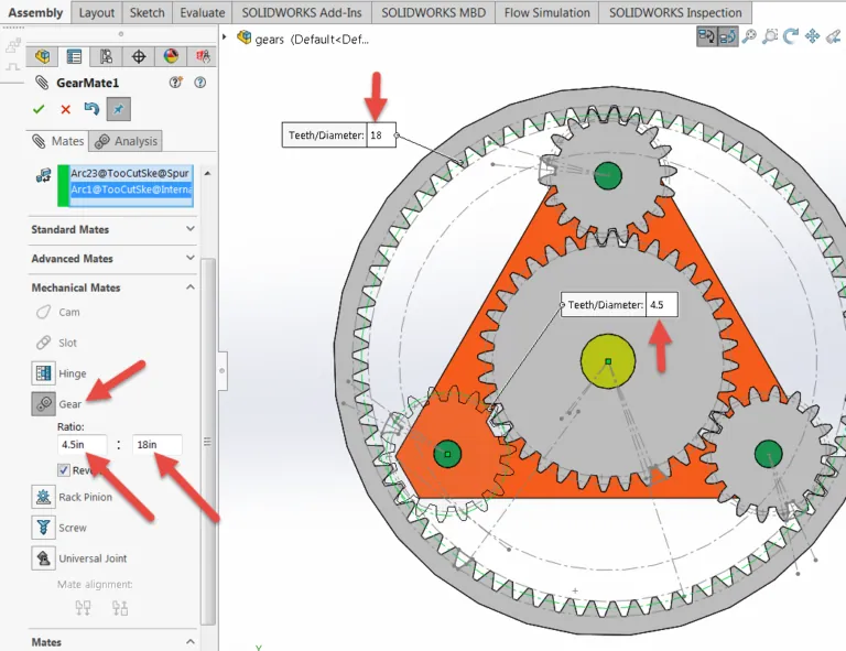 planetary gear assembly reverse example
